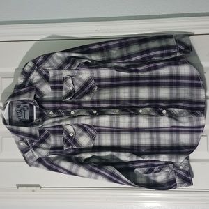 Rerun Shirt Top With Long-Sleeve Plaid Style Button-Down Shirt